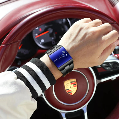 Men's Rectangle Stainless Steel Quartz Watch