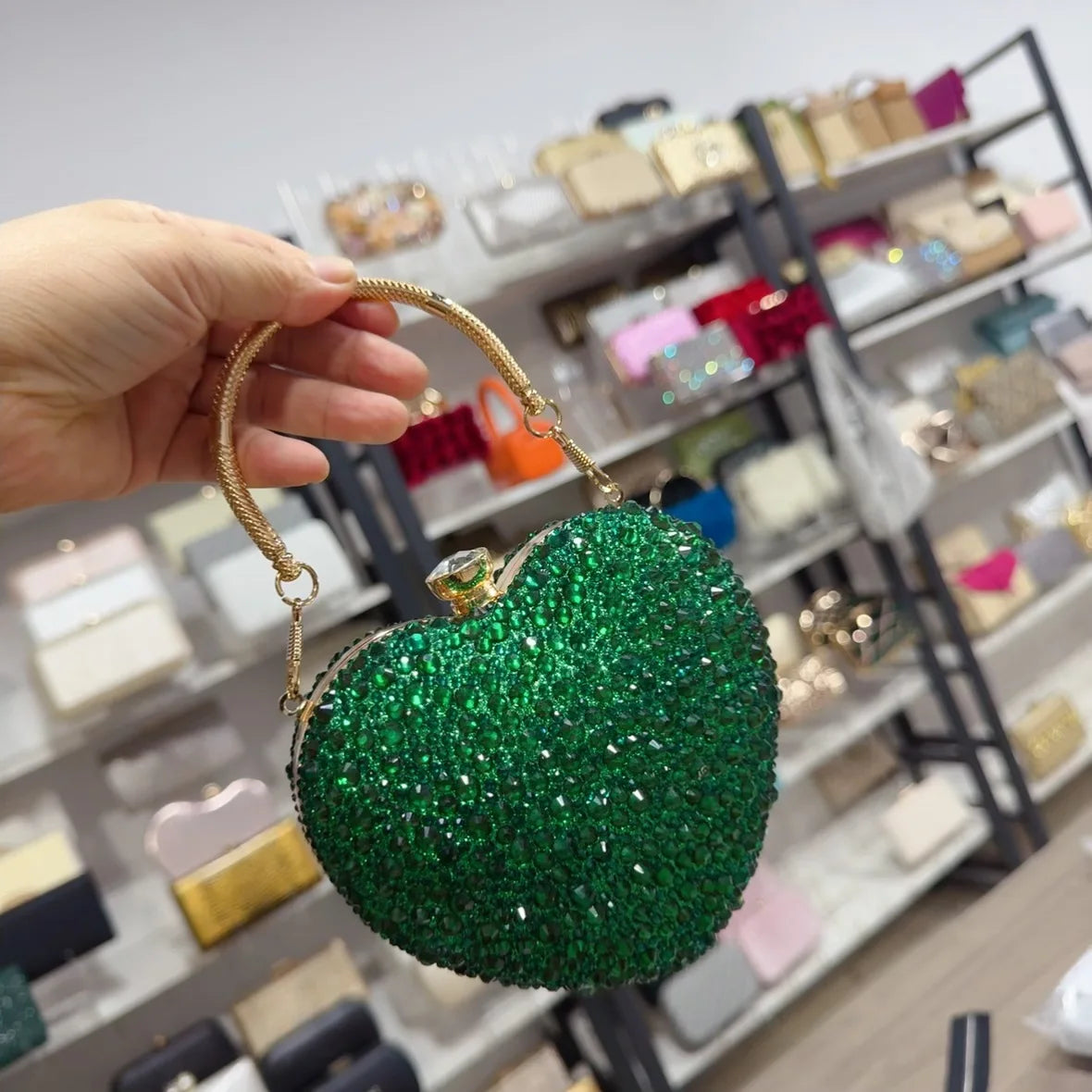 Luxury Heart Crystal Rhinestone Evening Clutch Bag