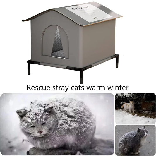 Waterproof Outdoor Cat House with Mat