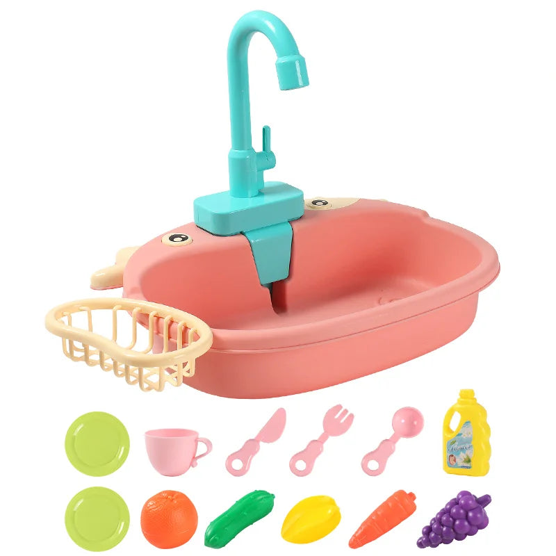 Kids Kitchen Sink Toys Simulation Electric Dishwasher