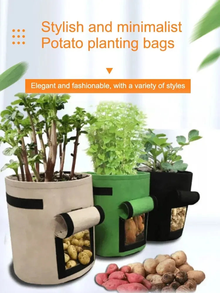 Reusable Felt Potato Grow Bag with Harvest Window