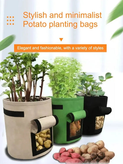 Reusable Felt Potato Grow Bag with Harvest Window