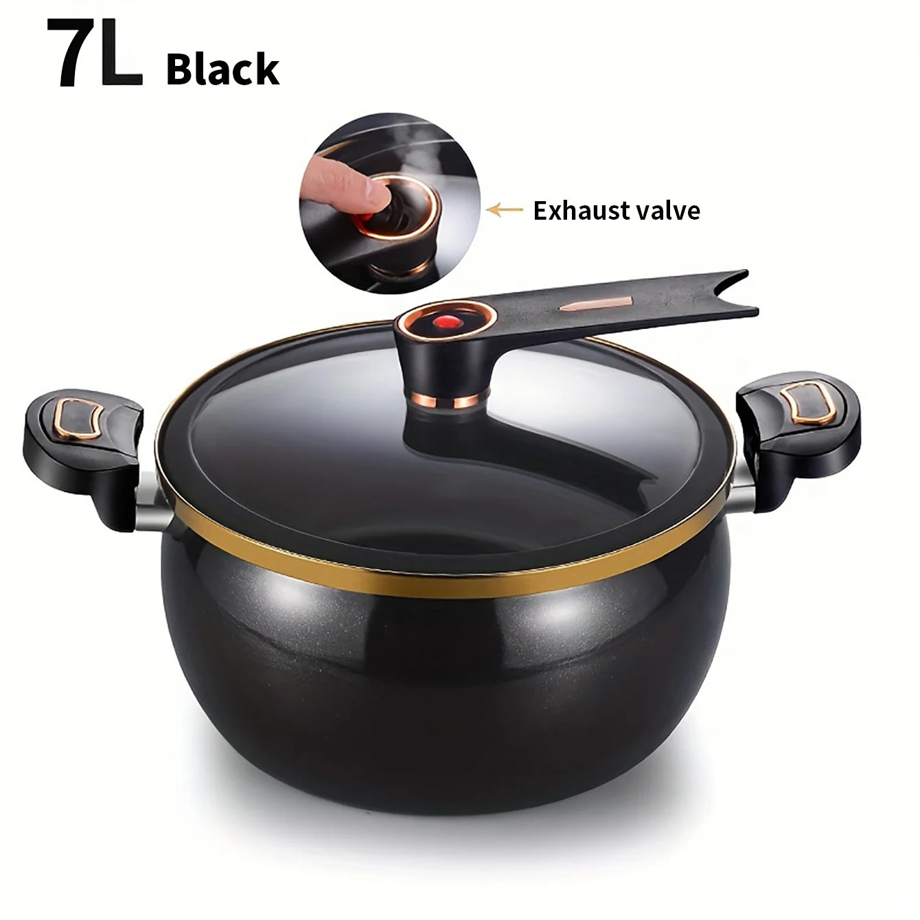 7L Non-Stick Micro Pressure Cooker with Glass Lid