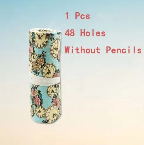 Canvas Roll-Up Pencil Case with Multi-Slot Storage