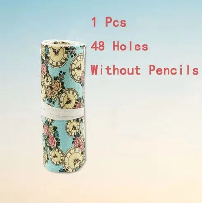 Canvas Roll-Up Pencil Case with Multi-Slot Storage