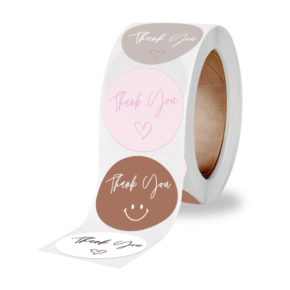 Pink Thank You Adhesive Stickers for Small Business Packaging & Gifts
