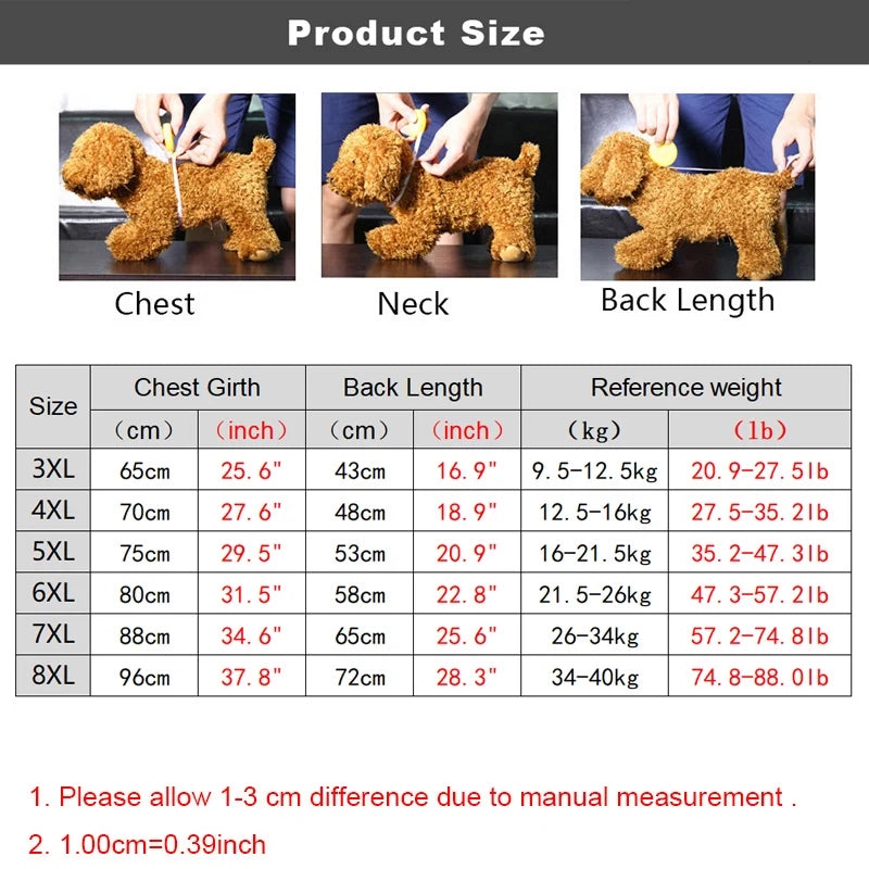 Miss Doggy Warm Turtleneck Dog Pajamas for Large Dogs