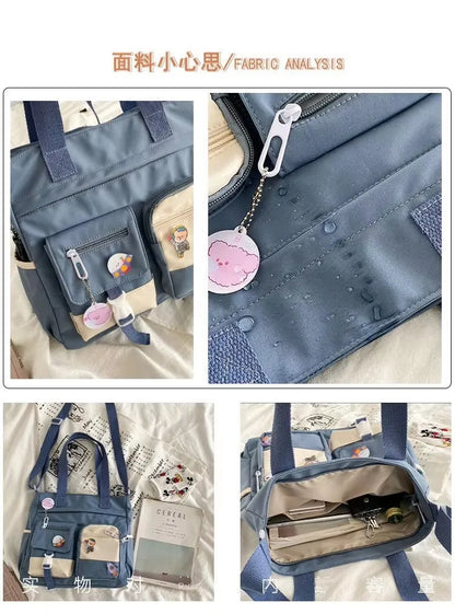 Waterproof Canvas Crossbody Tote Bag