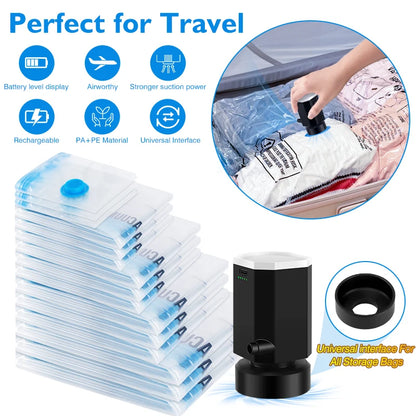 Reusable Vacuum Storage Bags with Travel Pump