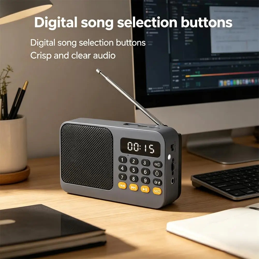 Portable FM Radio & Bluetooth Speaker with LED Light