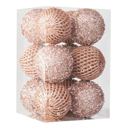 12-Piece Glitter Christmas Bauble Set