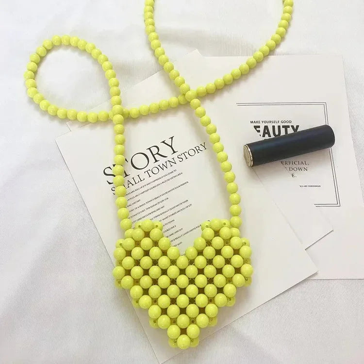 Mini Heart Beaded Crossbody Bag
