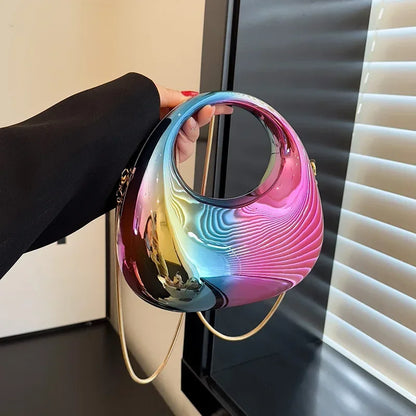 Acrylic Half-Moon Evening Clutch Bag