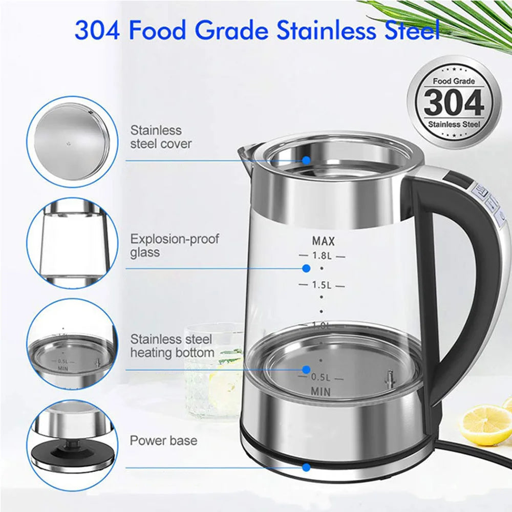 1.8L Portable Electric Kettle Teapot 1800W 220V