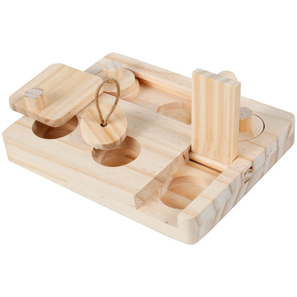 6-in-1 Wooden Small Pet Foraging Puzzle Feeder