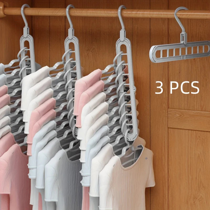 9-Hole Foldable Space Saving Clothes Hanger Set