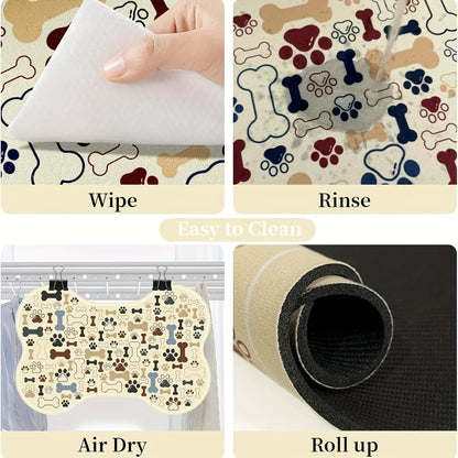 Non-Slip Diatom Mud Dog Feeding Mat with Paw Print Design