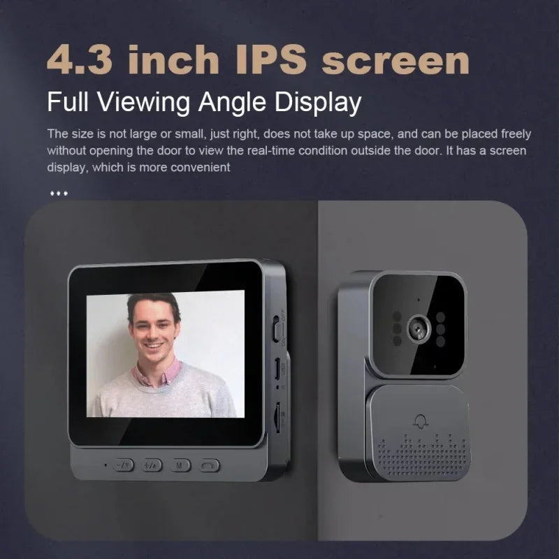 Smart Wireless Video Doorbell with 4.3” Indoor Display & Night Vision