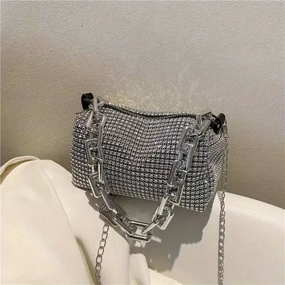 Rhinestone Chain Evening Crossbody Bag