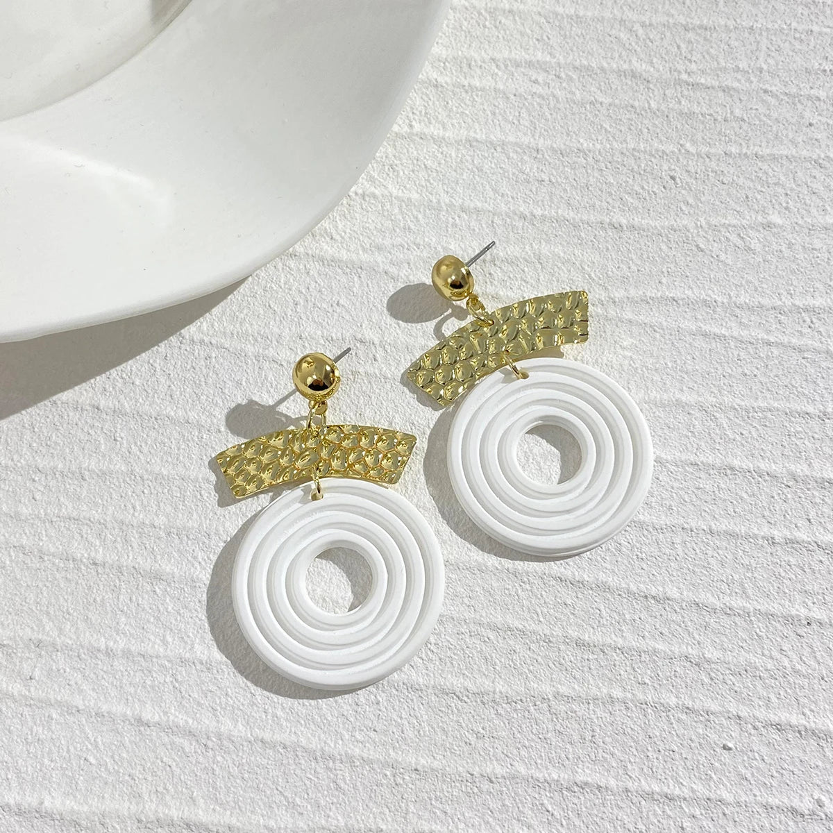 AENSOA  Colorful Painted Pattern Acrylic Drop Earrings