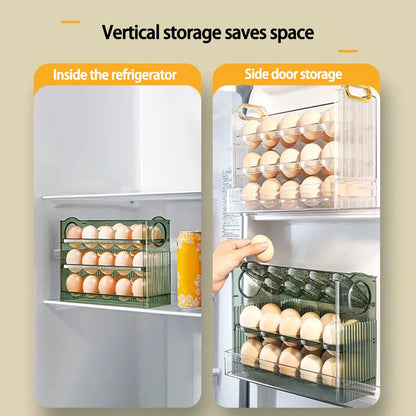 3-Layer Egg Storage Box for Refrigerator – 30 Egg Holder Organizer