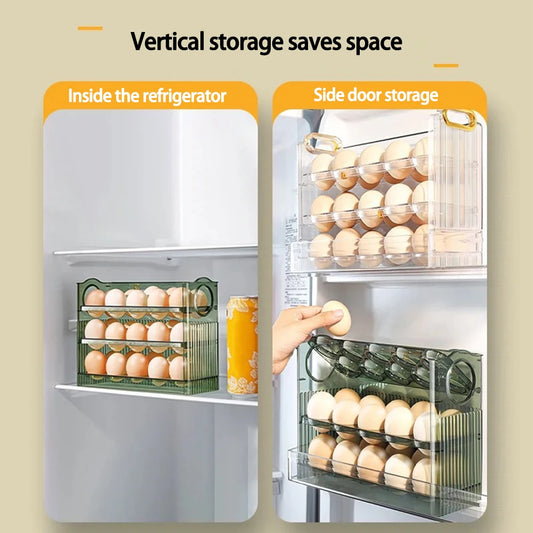 3-Layer Egg Storage Box for Refrigerator – 30 Egg Holder Organizer