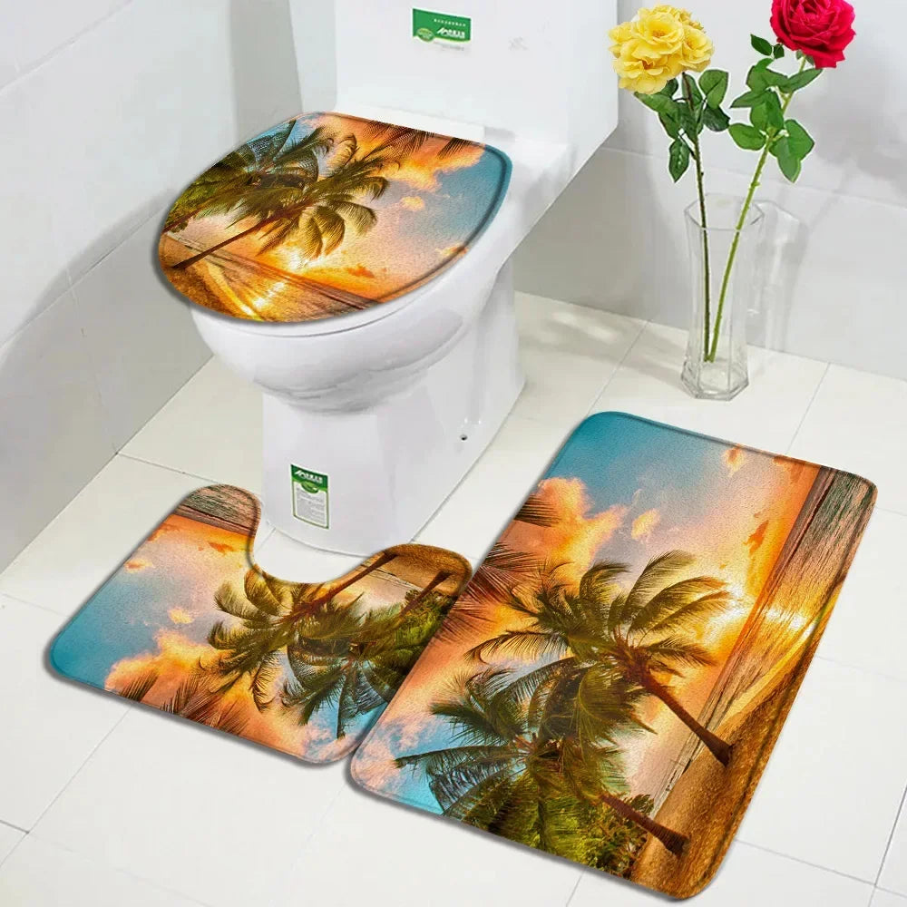 Ocean Seashell Bathroom Mat Set