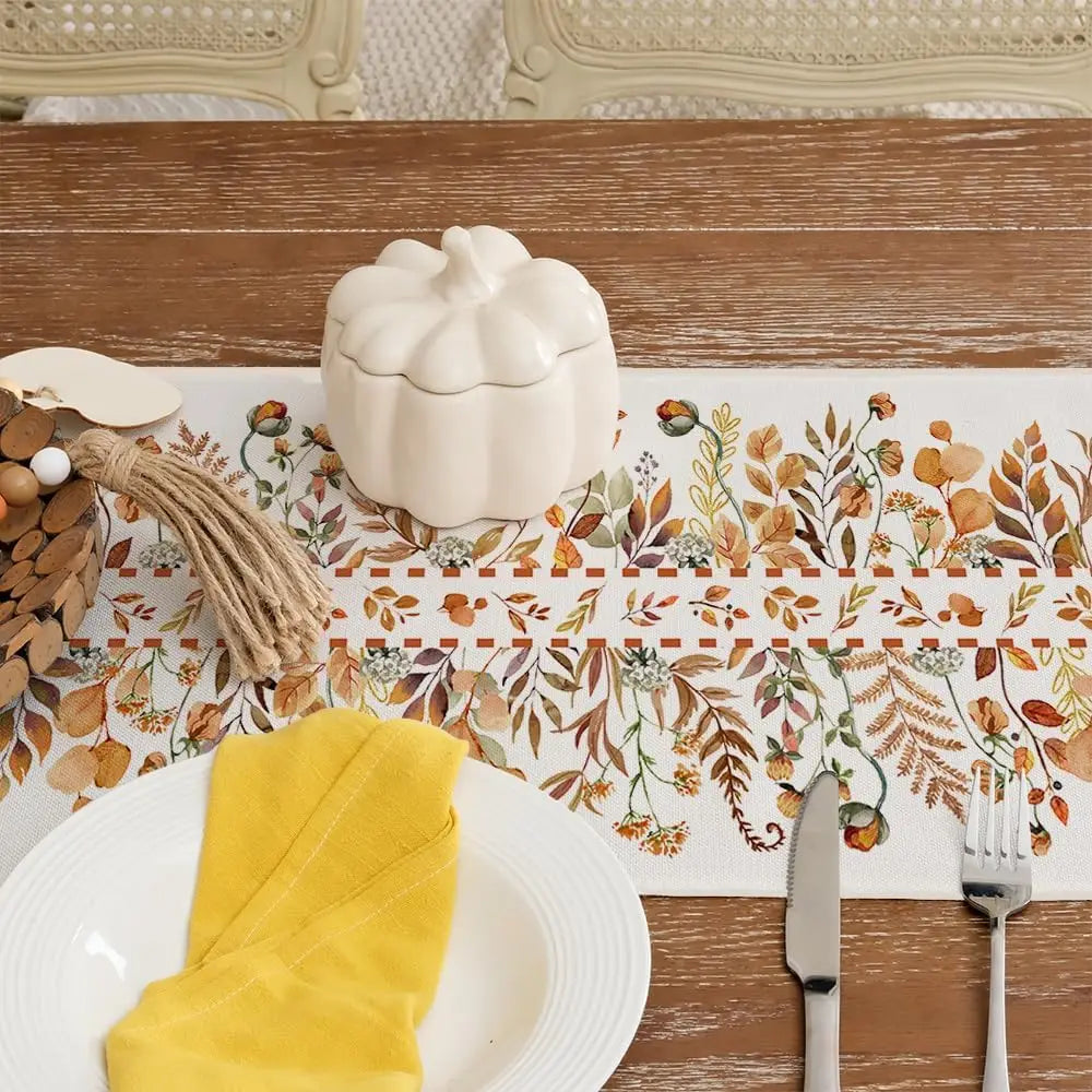 Autumn Wildflower Linen Table Runner