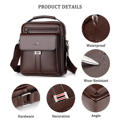 Men's Genuine Leather Crossbody Shoulder Bag