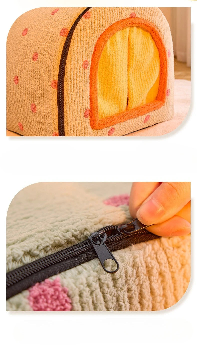 Insulated Enclosed Dog Cave Bed for Autumn & Winter