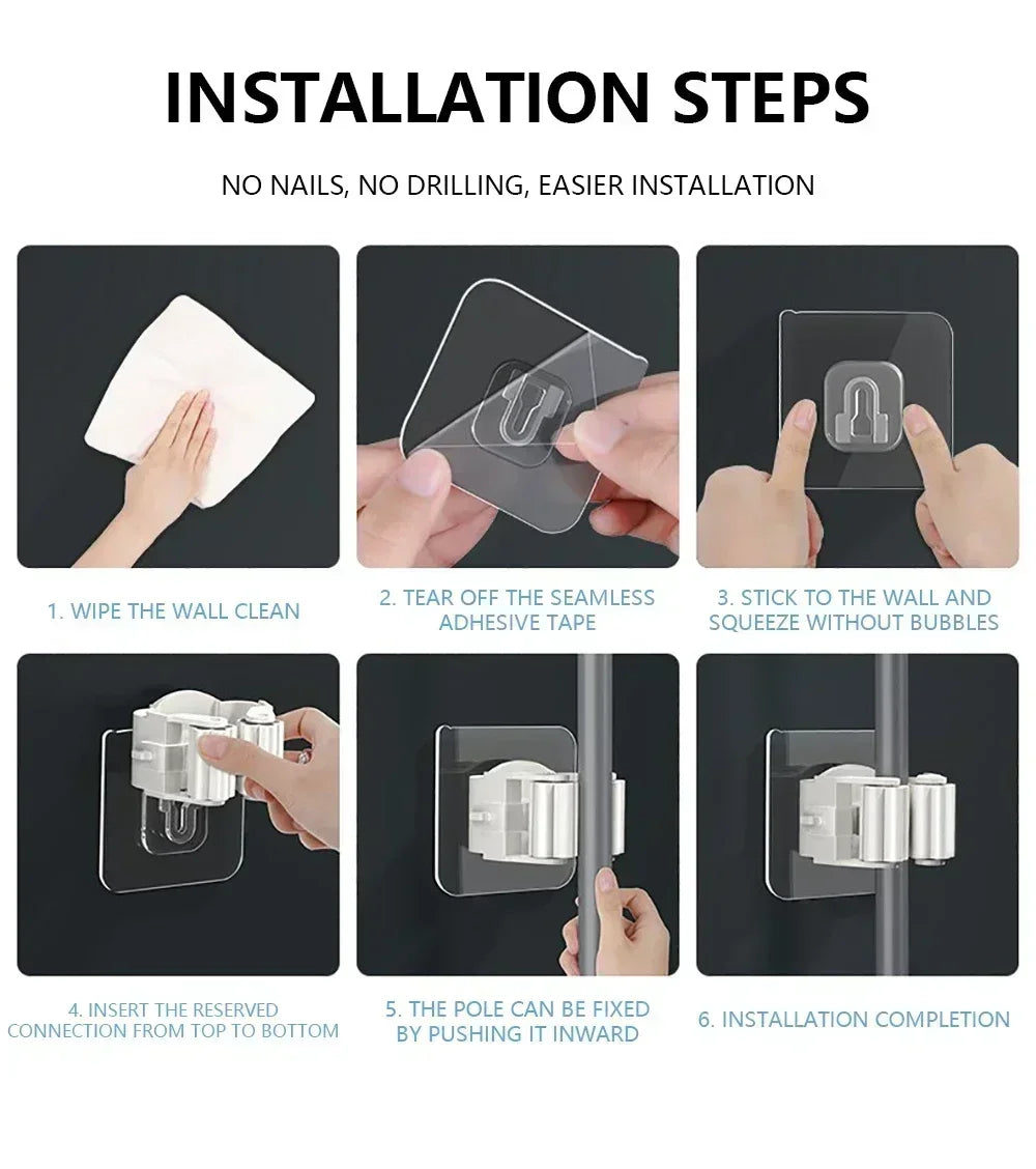 Wall Mounted Mop & Broom Holder Set