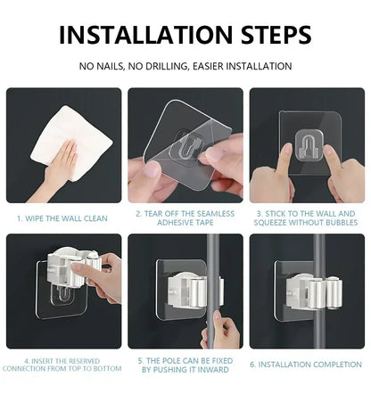 Wall Mounted Mop & Broom Holder Set