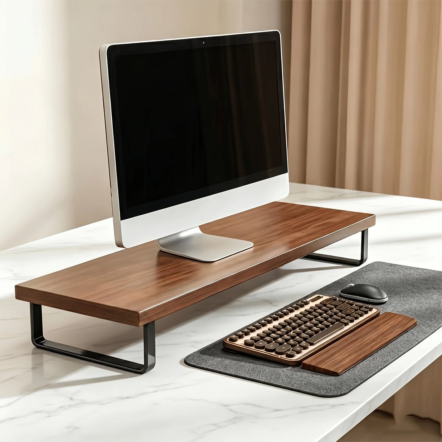 Wooden Desktop Monitor Stand Organizer