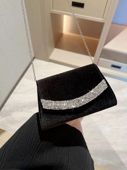 Rhinestone Velvet Evening Clutch Bag