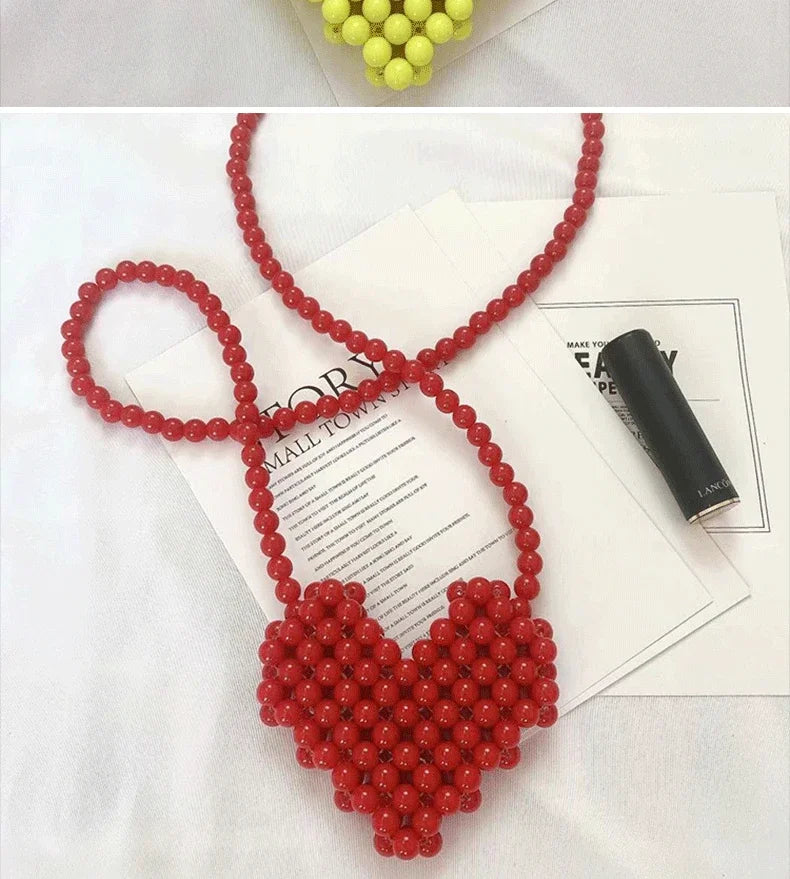 Mini Heart Beaded Crossbody Bag