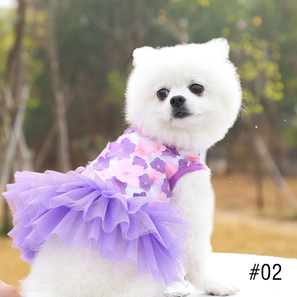 Dog Tutu Dress – Floral Summer Pet Skirt Outfit