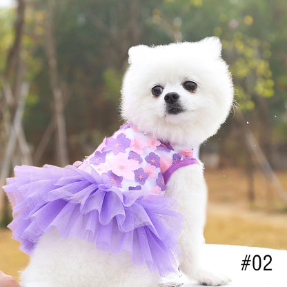 Dog Tutu Dress – Floral Summer Pet Skirt Outfit