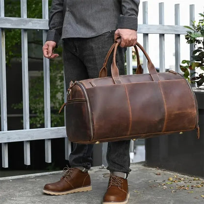 Crazy Horse Leather Travel Bag for Suits