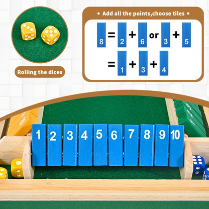 4-Sided Wooden Shut the Box Game