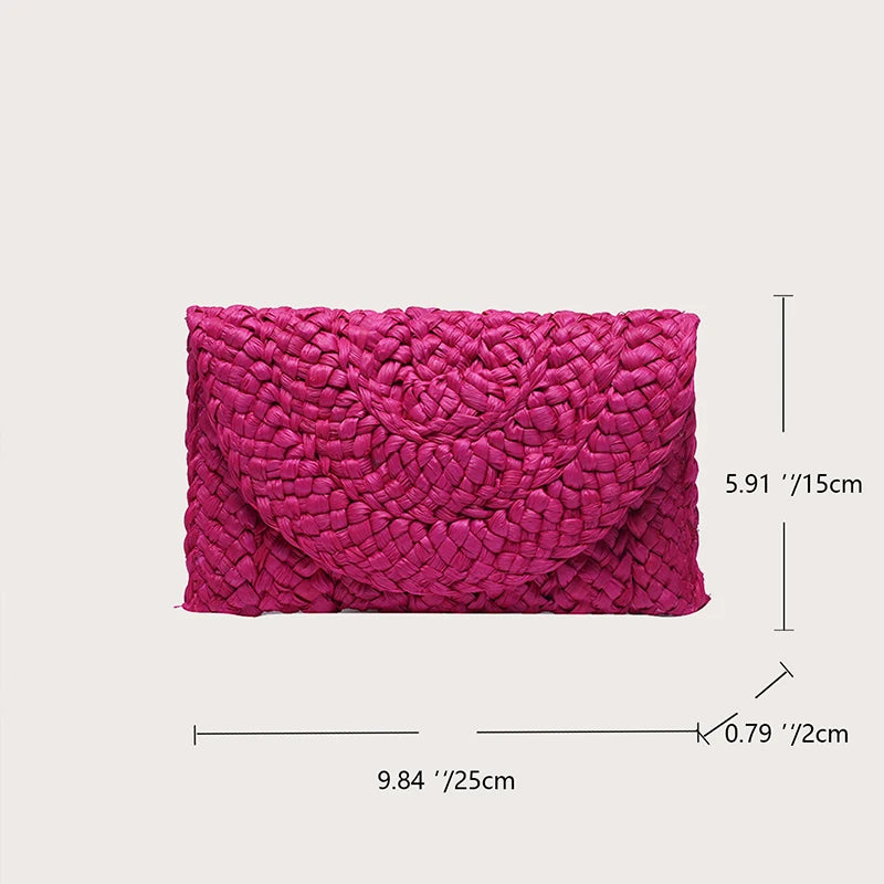 Women’s Handwoven Straw Envelope Clutch Bag