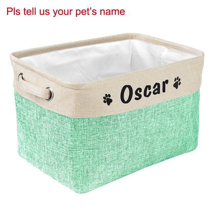Personalized Foldable Dog Toy Storage Basket