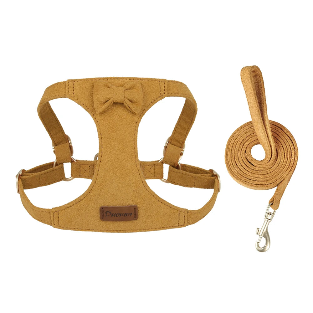 Premium Suede Dog Harness & Leash Set for Small Dogs