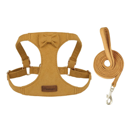 Premium Suede Dog Harness & Leash Set for Small Dogs