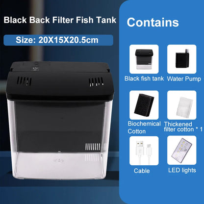 Mini USB Self-Filtering Aquarium with LED Light