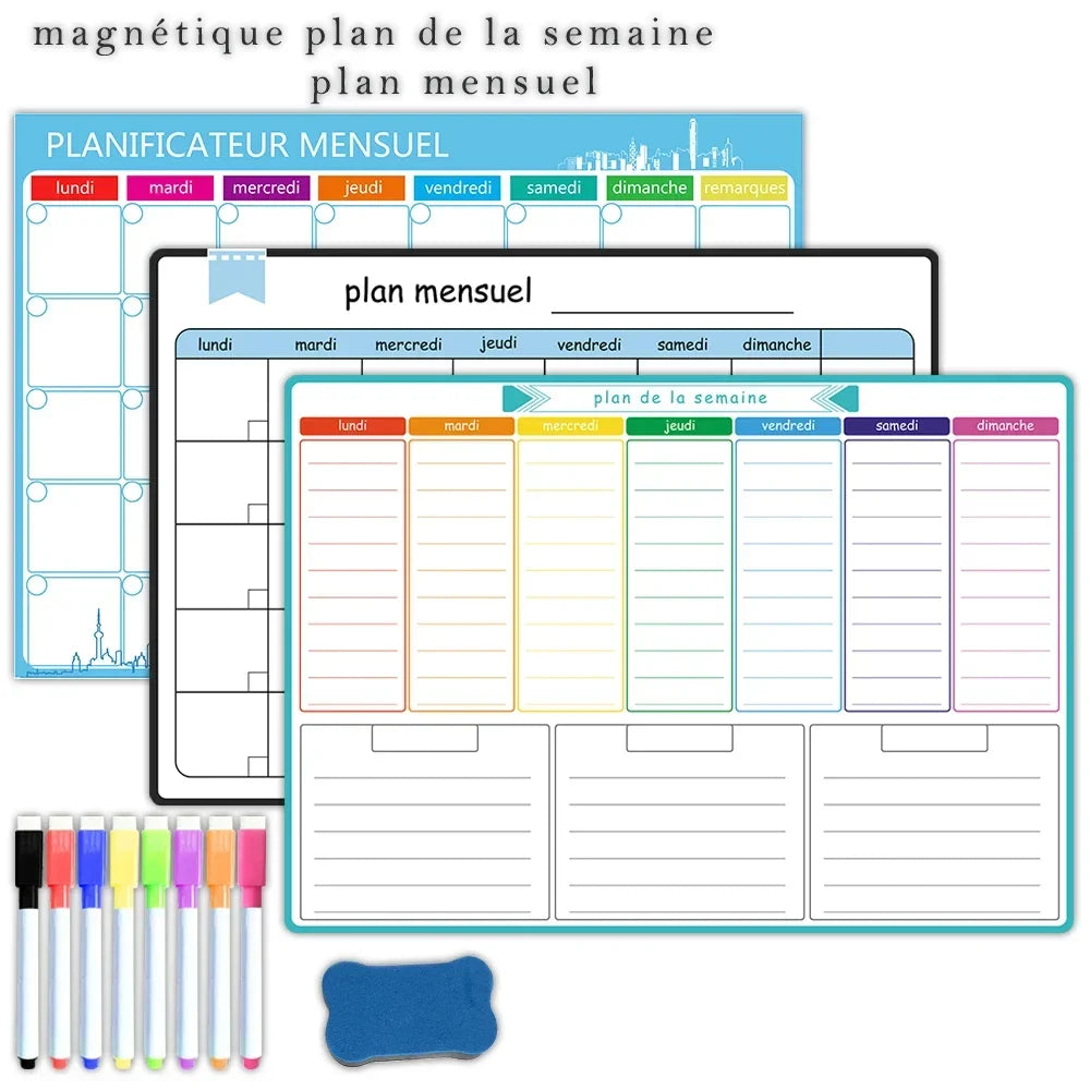 A3 Magnetic Weekly & Monthly Planner Whiteboard for Fridge