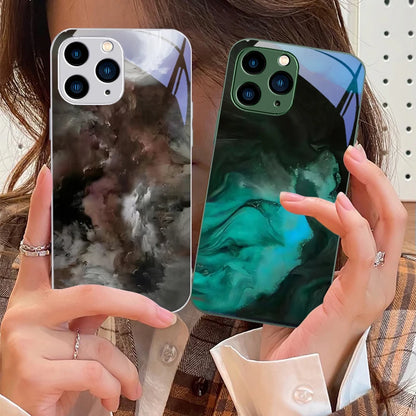 Tempered Glass Marble Effect iPhone Case
