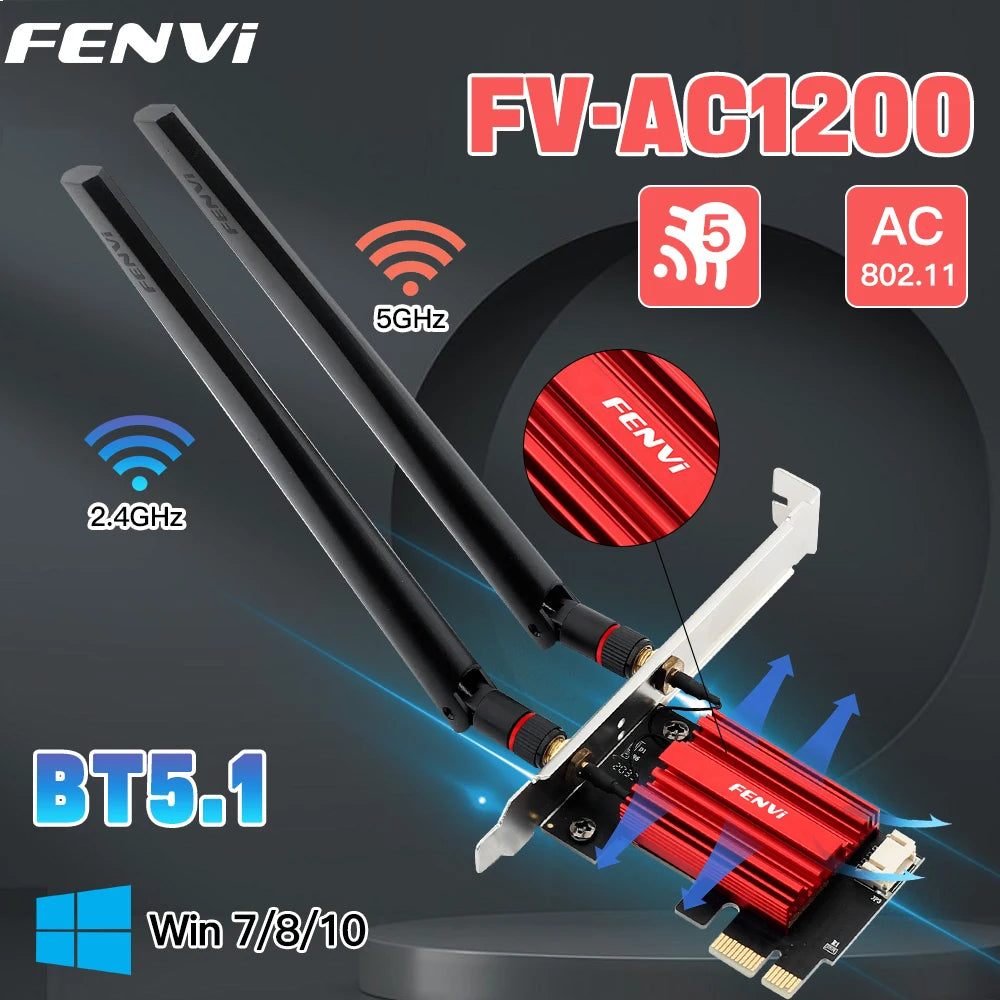 Dual-Band PCIe Wireless Network Card with Bluetooth for Desktop PCs