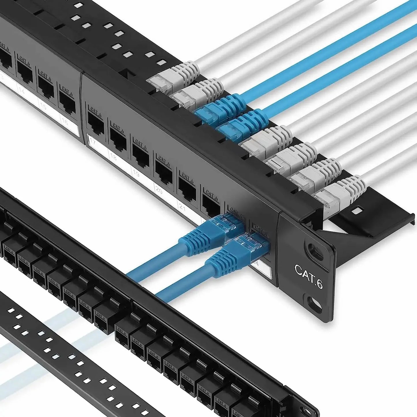 19-Inch RJ45 Keystone Patch Panel with Inline Couplers