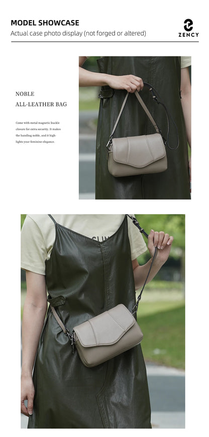 Genuine Leather Multi-Compartment Crossbody Bag
