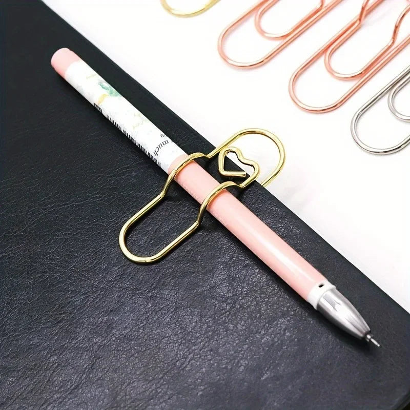 Heart-Shaped Notebook Pen Clip Set